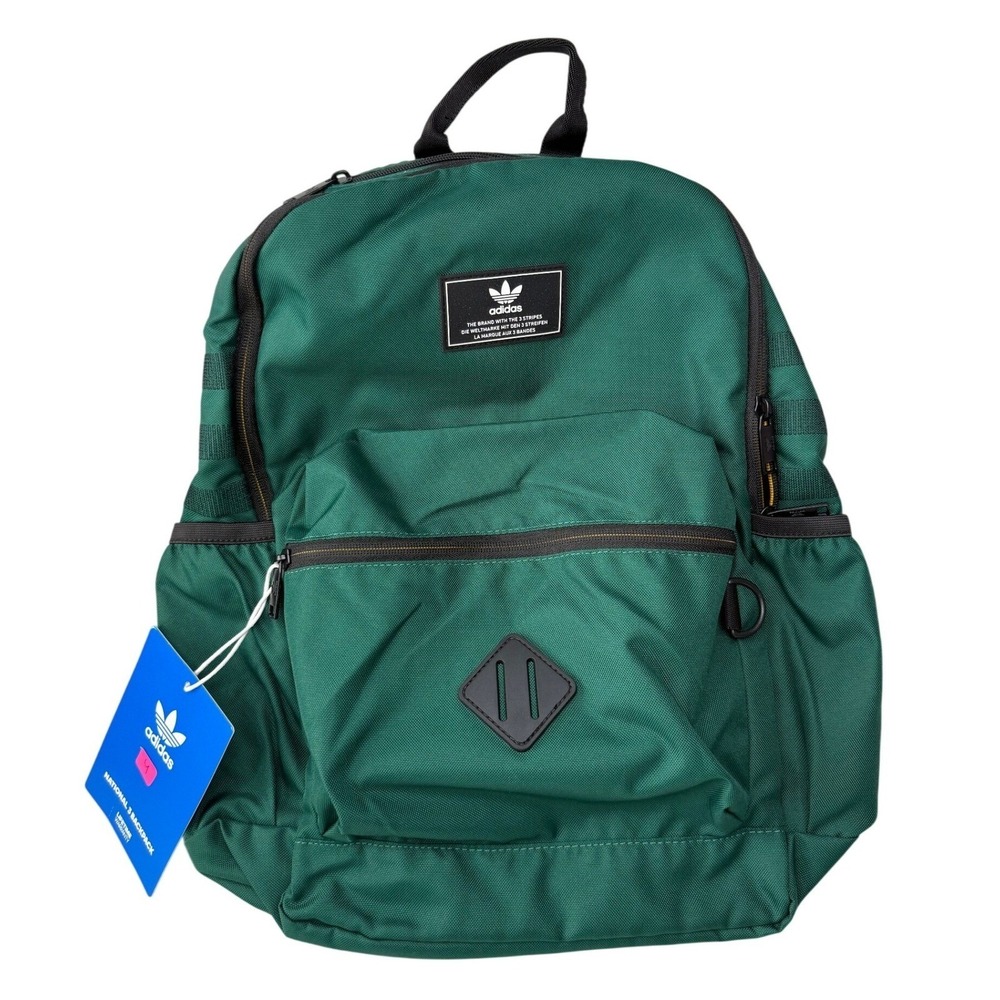 Adidas Originals National 3 Backpack Collegiate Green Trefoil Laptop Bag NEW